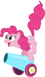 Size: 3000x5100 | Tagged: safe, artist:cloudy glow, derpibooru import, pinkie pie, earth pony, pony, g4, female, image, party cannon, png, simple background, solo, transparent background, vector