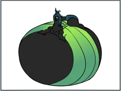 Size: 800x600 | Tagged: suggestive, artist:8aerondight8, artist:polofastter, color edit, derpibooru import, edit, queen chrysalis, changeling, changeling queen, g4, belly, belly bed, belly expansion, big belly, chrysalloon, chunkling, chunkling queen, colored, comic, fat, female, growth, huge belly, hyper, hyper belly, image, impossibly large belly, inflation, png, queen chrysalard, queen chrysalloon, simple background, transparent background, weight gain