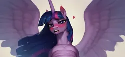 Size: 1024x466 | Tagged: suggestive, ai content, princess twilight 2.0, twilight sparkle, twilight sparkle (alicorn), alicorn, the last problem, blushing, cropped porn, explicit source, image, looking at you, older, older twilight, png