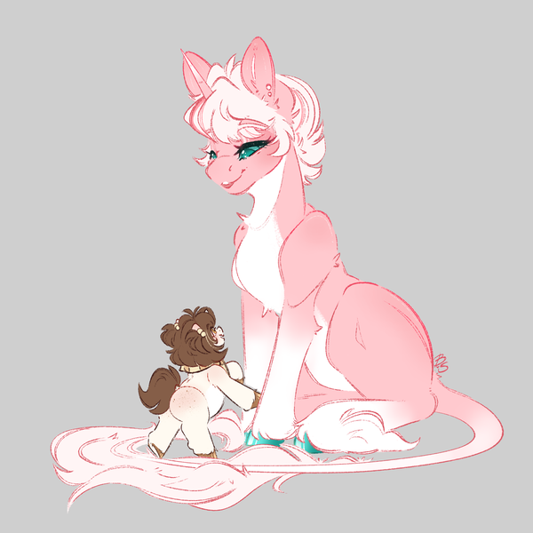 Size: 2500x2500 | Tagged: safe, artist:bananasplitedy, derpibooru import, oc, oc:bananasplitedy, unofficial characters only, pony, unicorn, baby, butt freckles, chest fluff, clothes, female, filly, foal, freckles, horn, image, leonine tail, looking at each other, looking at someone, png, scarf, sketch, striped scarf, tail, unicorn oc, unshorn fetlocks