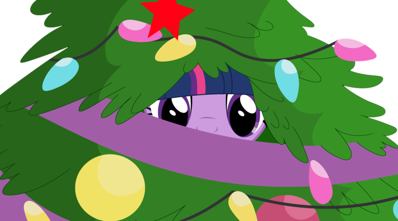 Size: 3315x1850 | Tagged: safe, artist:rerorir, artist:twilyisbestpone, derpibooru import, twilight sparkle, twilight sparkle (alicorn), alicorn, pony, g4, base used, christmas, christmas lights, christmas tree, creepy, derpibooru exclusive, female, hearth's warming, hiding, holiday, image, looking at you, mare, ornament, png, simple background, solo, spying, transparent background, tree