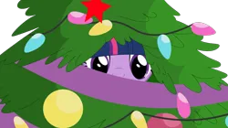 Size: 3315x1850 | Tagged: safe, artist:rerorir, artist:twilyisbestpone, derpibooru import, twilight sparkle, twilight sparkle (alicorn), alicorn, pony, g4, base used, christmas, christmas lights, christmas tree, creepy, derpibooru exclusive, female, hearth's warming, hiding, holiday, image, looking at you, mare, ornament, png, simple background, solo, spying, transparent background, tree