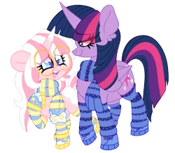 Size: 2283x2000 | Tagged: safe, artist:ladylullabystar, derpibooru import, twilight sparkle, twilight sparkle (alicorn), oc, oc:lady lullaby star, alicorn, pony, unicorn, g4, clothes, eye clipping through hair, female, glasses, horn, image, mare, png, scarf, simple background, socks, transparent background