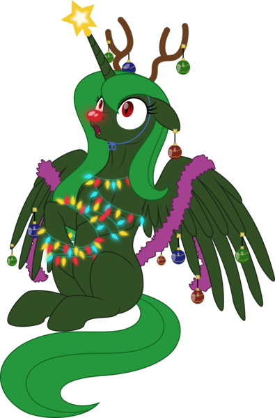 Size: 2265x3441 | Tagged: safe, artist:grypher, derpibooru import, oc, oc:evening "eve" canter, unofficial characters only, alicorn, pony, fallout equestria, antlers, artificial alicorn, christmas, christmas ornament, cute, decoration, female, holiday, image, mare, png, red nose, simple background, sitting, solo, transparent background