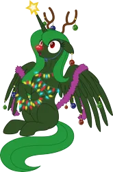 Size: 2265x3441 | Tagged: safe, artist:grypher, derpibooru import, oc, oc:evening "eve" canter, unofficial characters only, alicorn, pony, fallout equestria, antlers, artificial alicorn, christmas, christmas ornament, cute, decoration, female, holiday, image, mare, png, red nose, simple background, sitting, solo, transparent background