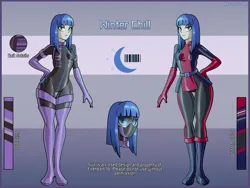 Size: 2500x1875 | Tagged: safe, artist:devillustart, derpibooru import, oc, oc:winter chill(fireverse), unofficial characters only, human, equestria girls, g4, alternate universe, fireheart76's latex suit design, humanized, image, jpeg, latex, latex suit, prisoners of the moon, reference sheet, royal stellaria magazine, rubber, rubber suit