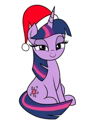 Size: 1156x1500 | Tagged: safe, artist:vomitvomiting, derpibooru import, twilight sparkle, pony, g4, christmas, hat, holiday, image, looking at you, png, santa hat, simple background, solo, white background