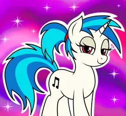 Size: 1632x1500 | Tagged: safe, artist:vomitvomiting, derpibooru import, vinyl scratch, g4, abstract background, image, looking at you, png, ponytail, solo