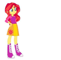 Size: 621x609 | Tagged: safe, derpibooru import, sunset shimmer, equestria girls, g4, boots, clothes, high heel boots, image, png, shirt, shoes, simple background, skirt, solo, white background