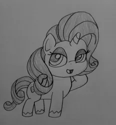 Size: 1280x1378 | Tagged: safe, artist:lunashy21, derpibooru import, rarity, pony, unicorn, g4, my little pony: pony life, eyeshadow, female, horn, image, jpeg, makeup, monochrome, simple background, solo, solo female, traditional art, unshorn fetlocks, white background