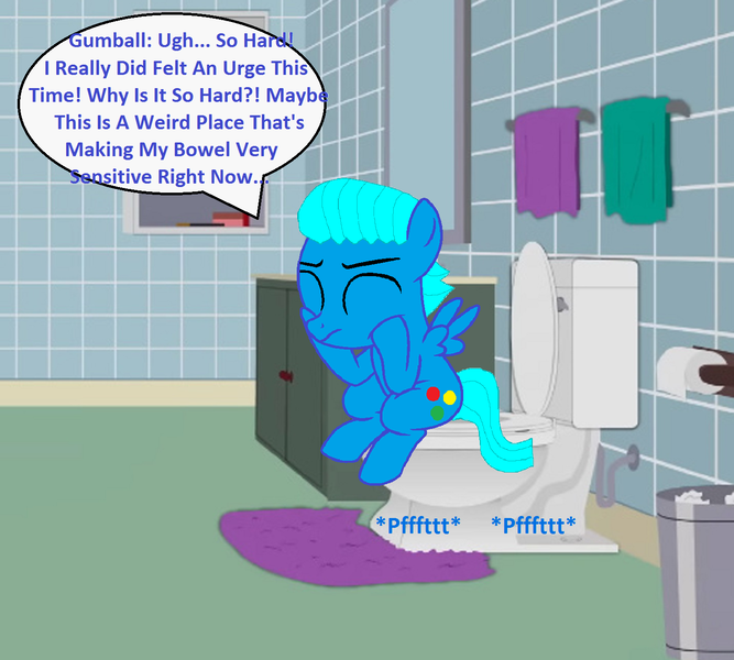 Size: 1432x1288 | Tagged: suggestive, artist:memeartboi, derpibooru import, ponified, pegasus, pony, g4, bathroom, but why, carpet, colt, constipated, cute, eyes closed, foal, grunt, grunting, gumball watterson, image, imminent flush, implied farting, implied pooping, indoors, male, onomatopoeia, pegasus wings, png, pushing, sensitive, sitting, sitting on toilet, solo, sound effects, south park, speech bubble, spread wings, struggle, struggling, text, the amazing world of gumball, toilet, toilet humor, toilet paper, towel, trash can, ugh, weird, wings