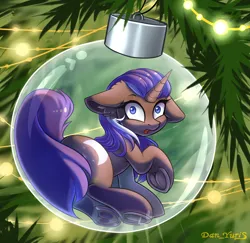 Size: 2400x2330 | Tagged: safe, alternate version, artist:yuris, derpibooru import, oc, oc:moonlight, unofficial characters only, pony, unicorn, advertisement, alternate character, ball, bauble, christmas, christmas ornament, christmas tree, commission, cute, decoration, frog (hoof), garland, glass, holiday, horn, image, looking at you, looking back, micro, multi ych "christmas ball", open mouth, png, sitting, solo, tree, underhoof, unicorn oc, ych result