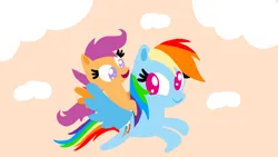 Size: 1280x720 | Tagged: safe, artist:mlplary6, derpibooru import, rainbow dash, scootaloo, pegasus, pony, g4, female, filly, foal, image, jpeg, mare, pointy ponies, scootalove