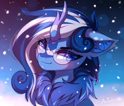 Size: 1540x1317 | Tagged: safe, artist:airiniblock, derpibooru import, oc, oc:stella, unofficial characters only, kirin, pony, commission, female, glasses, icon, image, mare, png, snow, snowflake, solo, winter