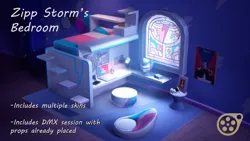 Size: 3840x2160 | Tagged: safe, artist:psfmer, derpibooru import, g5, 3d, 3d model, bed, bedroom, caption, crystal brighthouse, download at source, downloadable, image, implied zipp storm, no pony, png, source filmmaker, text, zipp storm's bedroom