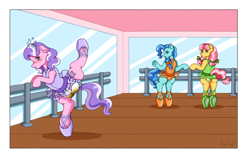 Size: 2031x1301 | Tagged: questionable, artist:aquaeagle, derpibooru import, diamond tiara, kettle corn, petunia paleo, pony, g4, abdl, background, background pony, ballerina, ballet, ballet slippers, ballet studio, blue body, blue coat, blue eyes, blue fur, bodysuit, bow, bully, bullying, clothes, crotch shot, crown, dancing, diaper, diaper bulge, diaper butt, diaper fetish, diaper under clothes, diapered, embarrassed, exposure, eyelashes, female, females only, fetish, filly, flexible, foal, forced exposure, green leotard, grin, high res, humiliation, image, indoors, jewelry, laughing, legs in air, leotard, mess, messy, messy diaper, mirror, multicolored hair, multicolored mane, multiple characters, non-baby in diaper, orange body, orange coat, orange fur, orange leotard, pampers, pink body, pink coat, pink fur, pissing, png, pointing, poop, poopy diaper, public, public exposure, public humiliation, purple eyes, purple hair, purple leotard, purple main, purple tail, regalia, ribbon, scat, shy, smiling, splits, spread legs, spreading, standing, standing on one leg, standing on two hooves, striped hair, striped mane, striped tail, tail, tiara, tutu, tutus, urine, voyeur, voyeurism, watching, watersports, wet, wet diaper, wetting, white diaper, white hair, white mane, white tail, wooden floor