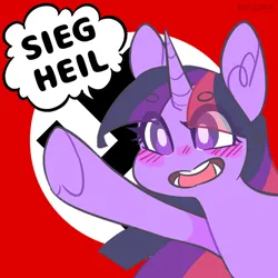 Size: 894x894 | Tagged: safe, artist:snowolive, edit, edited edit, editor:dpr, editor:edits of hate, ponerpics import, twilight sparkle, pony, fascism, female, flag, image, mare, nazi, png, raised leg, sieg heil, swastika