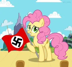 Size: 1280x1193 | Tagged: safe, artist:dpr, edit, ponerpics import, li'l cheese, pony, the last problem, altbrony, anti lgbt, antisemitism, female, homophobia, image, mare, mlpol, my little pony, nazi, nazi flag, png, racism, smiling, swastika