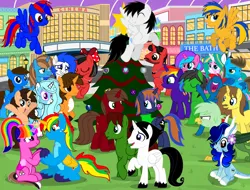 Size: 10500x7963 | Tagged: safe, artist:rogan140, derpibooru import, oc, oc:blue thunder, oc:blueshy, oc:bright star, oc:ej, oc:flare spark, oc:grapefruit face, oc:jc, oc:lionheart, oc:magic dash, oc:rainbow flower, oc:rainbow sparkle, oc:rogan, oc:shane park, oc:sharp stars, oc:shield wing, oc:small brooke, oc:star armour, oc:star heart, oc:stephen (stephen-fisher), oc:swiftgaia, oc:warding moonlight, unofficial characters only, alicorn, gryphon, pegasus, pony, unicorn, g4, alicorn oc, christmas, christmas tree, female, holiday, horn, image, male, merry christmas, png, tree, wings