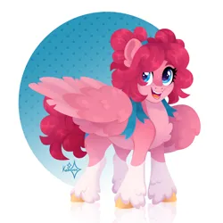 Size: 3000x3000 | Tagged: safe, artist:kabuvee, derpibooru import, pinkie pie, pegasus, pony, g4, alternate hairstyle, image, pegasus pinkie pie, png, race swap, solo