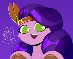 Size: 4096x3277 | Tagged: safe, artist:luanbang_safe, derpibooru import, pipp petals, pegasus, pony, g5, crown, female, image, jewelry, jpeg, mare, open mouth, purple background, regalia, simple background, solo, unshorn fetlocks