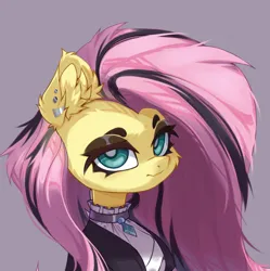 Size: 4656x4677 | Tagged: safe, artist:jfrxd, derpibooru import, fluttershy, pegasus, pony, g4, clothes, ear fluff, eyelashes, eyeshadow, fluttergoth, goth, image, jewelry, looking at you, makeup, png, solo