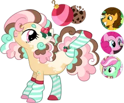 Size: 2737x2273 | Tagged: safe, artist:strawberry-spritz, derpibooru import, cheese sandwich, minty (g4), pinkie pie, oc, pony, g4, clothes, female, fusion, fusion:cheese sandwich, fusion:minty (g4), fusion:pinkie pie, image, leg warmers, mare, png, simple background, transparent background