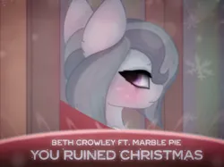 Size: 2664x1997 | Tagged: safe, artist:sodapop sprays, derpibooru import, marble pie, earth pony, pony, g4, christmas, crying, heartbroken marble, holiday, image, implied big macintosh, looking at you, makeup, png, running makeup, sad, solo, song, song cover, song reference