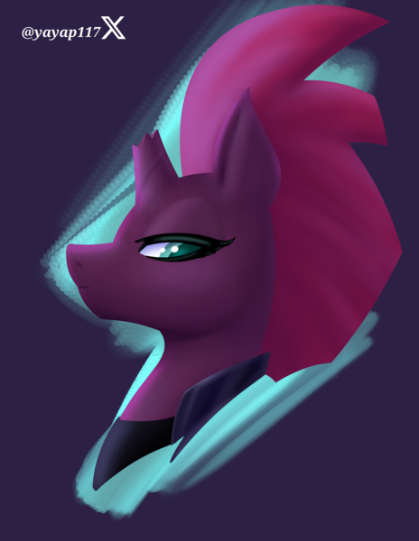 Size: 2550x3300 | Tagged: safe, derpibooru import, fizzlepop berrytwist, tempest shadow, pony, unicorn, g4, armor, blue eyes, bust, horn, image, mane, movie, png, profile picture, red fur, red hair, red mane, render, simple background, solo