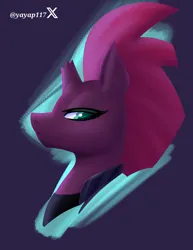 Size: 2550x3300 | Tagged: safe, derpibooru import, fizzlepop berrytwist, tempest shadow, pony, unicorn, g4, armor, blue eyes, bust, horn, image, mane, movie, png, profile picture, red fur, red hair, red mane, render, simple background, solo