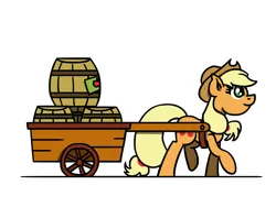 Size: 1800x1350 | Tagged: safe, artist:flutterluv, derpibooru import, applejack, earth pony, pony, g4, barrel, cart, cider, image, jpeg, side view, solo