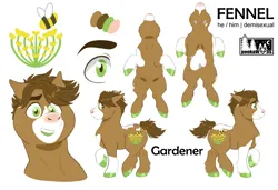 Size: 3000x2048 | Tagged: safe, artist:pookawoods-art, derpibooru import, oc, oc:fennel, earth pony, pony, image, male, png, reference sheet, solo, stallion