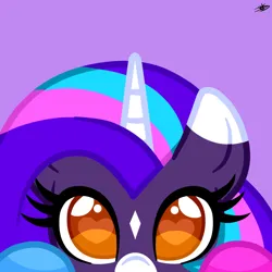 Size: 1000x1000 | Tagged: safe, artist:princessmoonsilver, derpibooru import, oc, oc:opalite spirit, pony, unicorn, alternate eye color, female, horn, image, jpeg, mare, purple background, simple background, solo