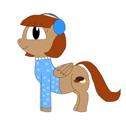 Size: 3000x3000 | Tagged: safe, artist:blazewing, derpibooru import, oc, oc:pecan sandy, unofficial characters only, pegasus, pony, chubby, clothes, drawpile, earmuffs, female, image, jewelry, mare, necklace, pearl necklace, png, simple background, smiling, sweater