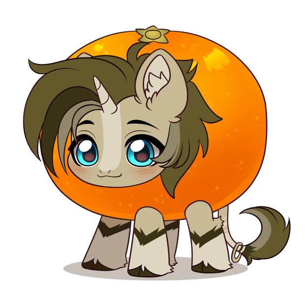 Size: 3929x3800 | Tagged: safe, artist:konejo, derpibooru import, oc, oc:valsie, unofficial characters only, pony, unicorn, chibi, horn, image, png, solo, tangerine