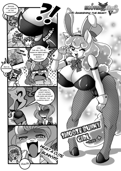 Size: 1500x2114 | Tagged: questionable, artist:boastudio, derpibooru import, fluttershy, pinkie pie, pound cake, princess flurry heart, pumpkin cake, smooze, anthro, unguligrade anthro, g4, big breasts, black and white, boing, breasts, bunny suit, busty fluttershy, busty pinkie pie, busty smooze, cameltoe, cleavage, clothes, comic, disguise, erect nipples, fishnet clothing, fishnets, grayscale, hat, heart, heart eyes, huge breasts, image, looking at you, monochrome, nipple outline, older, older pound cake, older pumpkin cake, one eye closed, peace sign, png, smiling, smiling at you, socks, stockings, thigh highs, top hat, wingding eyes, wink, winking at you