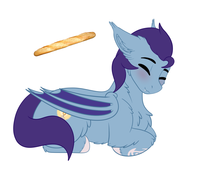 Size: 4500x4000 | Tagged: safe, artist:decemberbreeze, derpibooru import, oc, oc:wax n' wane, unofficial characters only, bat pony, pony, baguette, bat pony oc, bat wings, bread, commission, food, image, lying down, male, png, ponyloaf, prone, simple background, solo, stallion, transparent background, wings, ych result