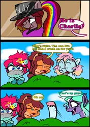 Size: 1240x1754 | Tagged: safe, artist:jully-park, derpibooru import, oc, oc:charlie bucket, oc:charlotte parker, oc:ella evans, oc:eva marshall, oc:kelly clark, earth pony, pegasus, pony, comic:how i meet my chaotic friends, comic, image, png