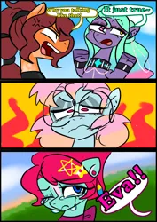 Size: 1240x1754 | Tagged: safe, artist:jully-park, derpibooru import, oc, oc:charlotte parker, oc:ella evans, oc:eva marshall, oc:kelly clark, earth pony, pegasus, pony, comic:how i meet my chaotic friends, crying, image, png