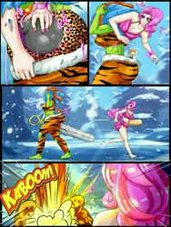 Size: 3000x4000 | Tagged: safe, artist:iloveladies2, artist:riiefu, derpibooru import, pinkie pie, oni, fanfic:equestria girls n' goblins, equestria girls, g4, barefoot, feet, image, jpeg, leaf bikini