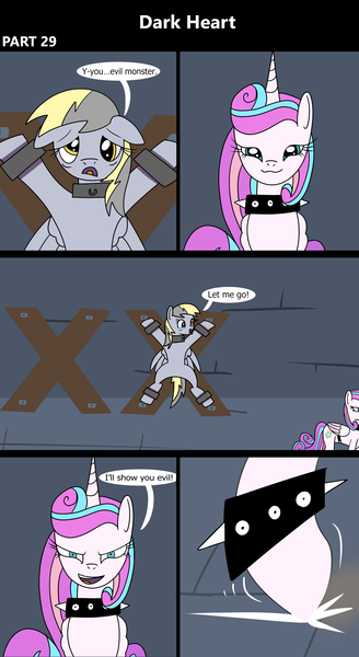 Size: 1920x3516 | Tagged: semi-grimdark, artist:platinumdrop, derpibooru import, derpy hooves, princess flurry heart, alicorn, pegasus, pony, comic:dark heart, g4, abuse, alternate timeline, bondage, bondage cross, bondage cuffs, bondage furniture, bondage gear, bound, bound wings, bound wrists, bracelet, bruised, cloth gag, collar, comic, commission, crying, crystal, crystal castle, crystal empire, cuffed, cuffs, dark crystal, derpybuse, dialogue, dungeon, evil, evil flurry heart, female, folded wings, gag, helpless, horn, image, indoors, looking at someone, mare, older, older derpy hooves, older flurry heart, png, prisoner, punishment, restrained, sad, sad pony, slave, slave collar, smiling, smug, speech bubble, spiked collar, spiked wristband, spread eagle, spread legs, spreading, teary eyes, this will not end well, victorious villain, walking, wall of tags, wings, wristband, yelling