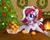 Size: 2250x1800 | Tagged: safe, artist:lazybread, derpibooru import, oc, oc:red wine, unofficial characters only, pegasus, pony, christmas, christmas tree, colored wings, female, fireplace, hat, holiday, image, mare, pegasus oc, png, santa hat, tangerine, tree, two toned mane, two toned wings, wings