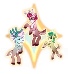 Size: 1280x1407 | Tagged: safe, artist:computerstickman, derpibooru import, alice the reindeer, aurora the reindeer, bori the reindeer, deer, reindeer, g4, image, png, simple background, stars, transformation, transparent background