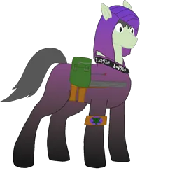 Size: 1350x1350 | Tagged: safe, artist:xada, derpibooru import, oc, unofficial characters only, earth pony, pony, badge, bag, battle saddle, clothes, earth pony oc, gradient clothes, gray mane, gray tail, green coat, gun, image, leg band, png, police officer, police uniform, ribbon, saddle bag, shotgun, simple background, solo, standing, transparent background, weapon