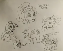 Size: 2048x1650 | Tagged: safe, artist:pony quarantine, derpibooru import, oc, oc:dyx, unofficial characters only, alicorn, pony, g1, g3, g5, my little pony: tell your tale, choker, dyxcember, female, filly, foal, grayscale, image, jpeg, monochrome, pencil drawing, solo, style emulation, traditional art