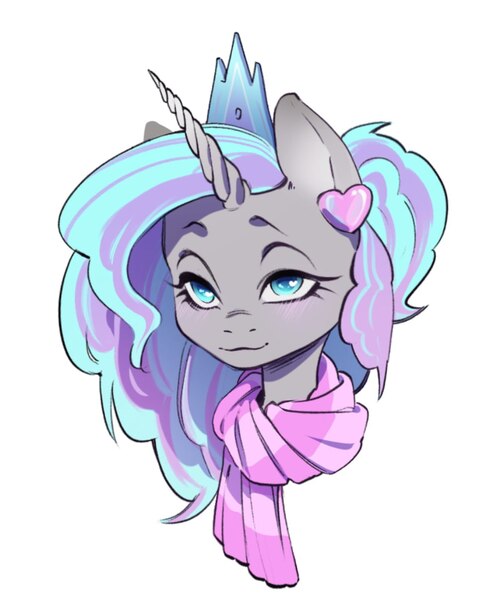 Size: 999x1206 | Tagged: safe, artist:styarema, derpibooru import, oc, unofficial characters only, alicorn, clothes, crown, ear piercing, earring, horn, image, jewelry, jpeg, piercing, regalia, scarf