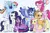 Size: 900x600 | Tagged: source needed, safe, artist:caramiizu, derpibooru import, applejack, fluttershy, pinkie pie, rainbow dash, rarity, twilight sparkle, twilight sparkle (alicorn), oc, oc:blue thunder, alicorn, earth pony, pegasus, unicorn, balloon, horn, image, mane six, png