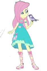 Size: 2320x3496 | Tagged: safe, derpibooru import, edit, edited screencap, editor:cutler1228, screencap, fluttershy, bird, human, equestria girls, g4, female, fluttershy boho dress, image, not a vector, png, solo