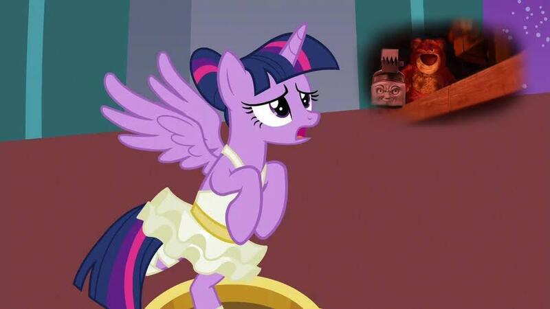 Size: 1000x563 | Tagged: safe, derpibooru import, edit, edited screencap, editor:incredibubbleirishguy, screencap, twilight sparkle, twilight sparkle (alicorn), alicorn, a royal problem, g4, ballerina, ballet slippers, christmas special, clothes, diesel 10, image, jpeg, lotso, music box, my little pony, reference, reference used, toy story, toy story 3, tutu, twilarina