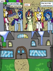 Size: 1286x1725 | Tagged: safe, artist:ask-luciavampire, derpibooru import, oc, oc:arin amber, oc:nell nariah, oc:sky flower, unofficial characters only, pegasus, pony, undead, vampire, vampony, comic, comic page, image, mansion, png, tumblr, tumblr:ask-organization-pony's-adventure